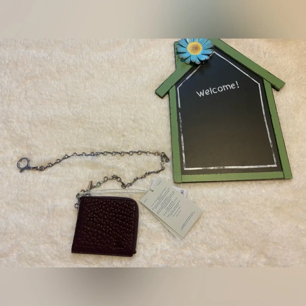 Burberry bull hide leather wallet with chain